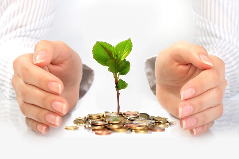 ידיים של בחורה שומרות על צמיחת הכסף - growth lab